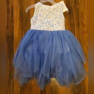 Blue and White Floral Kids Dress